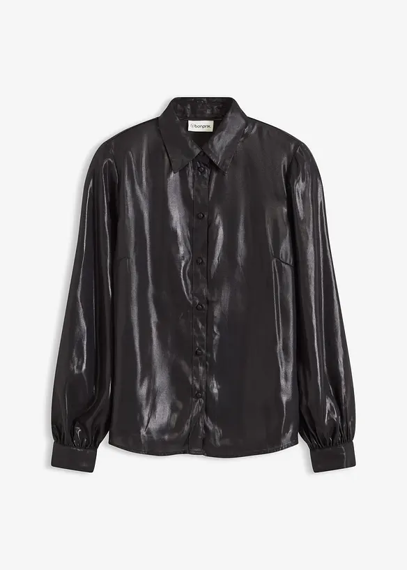 Skjortblus i glänsande satin, bonprix