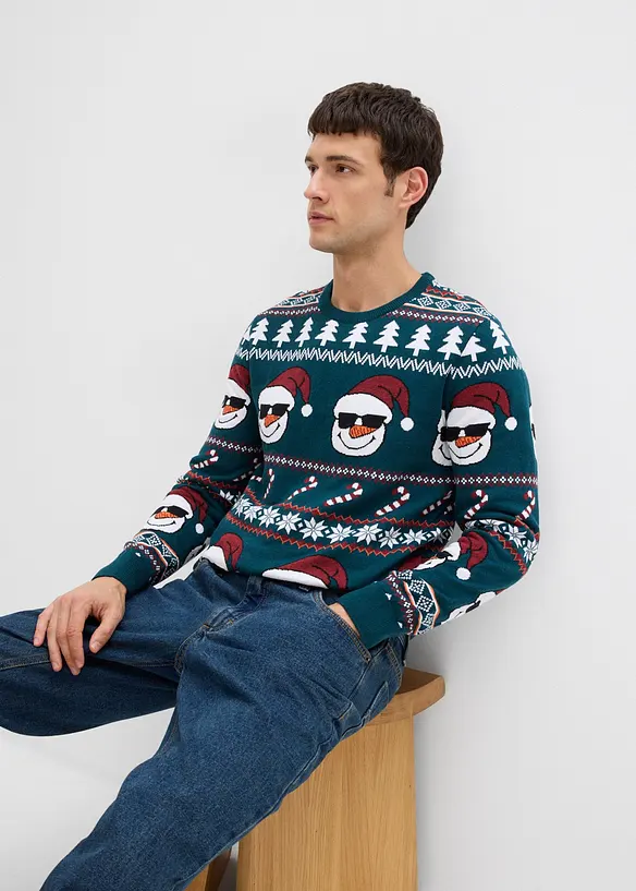 Mönstrad tröja med återvunnen bomull, bonprix