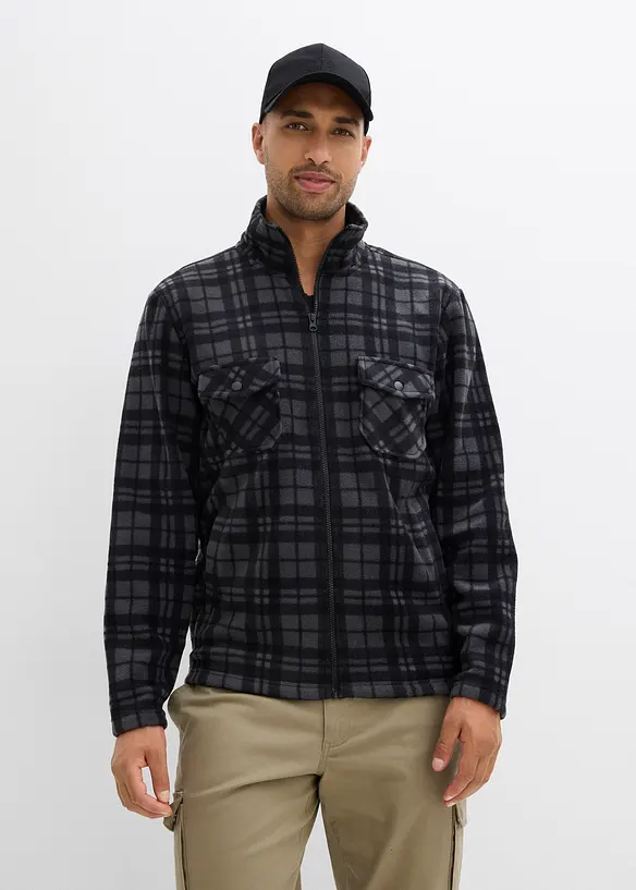 Fleecejacka med st&aring;krage, bonprix