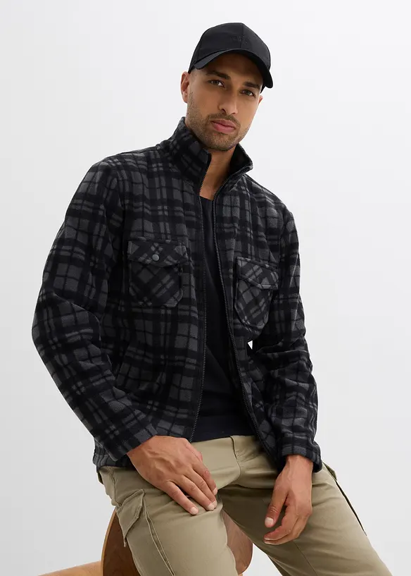 Fleecejacka med st&aring;krage, bonprix