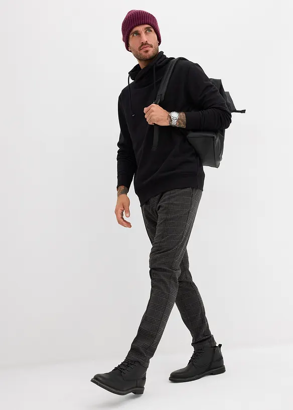 Sweatshirt i ekologisk bomull med sjalkrage, bonprix