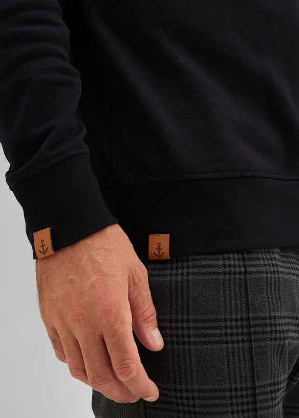 Sweatshirt i ekologisk bomull med sjalkrage, bonprix