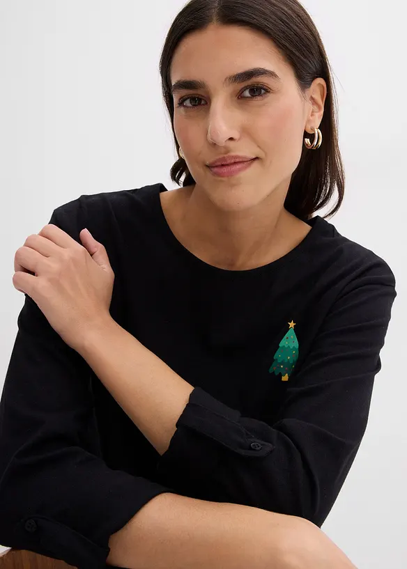 Långärmad topp i ekologisk bomull, bonprix