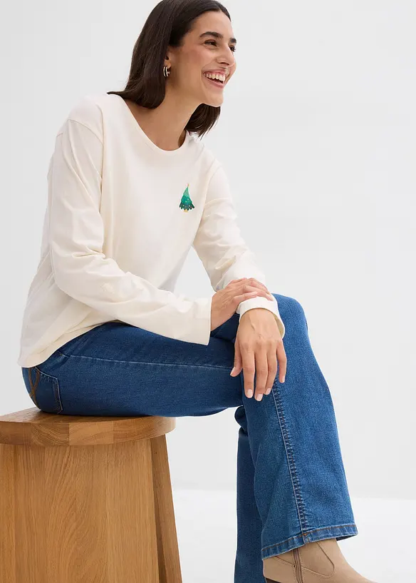 Långärmad topp i ekologisk bomull, bonprix