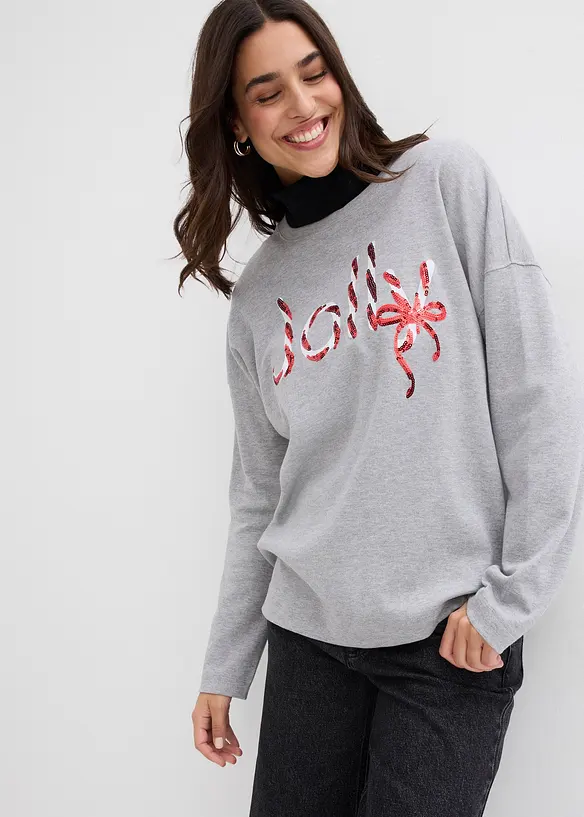 Långärmad topp i ekologisk bomull, bonprix