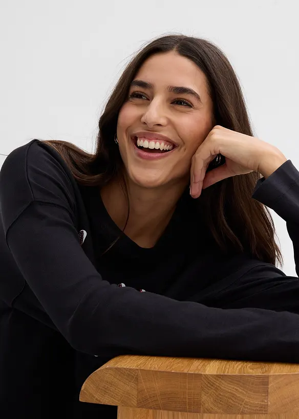 Långärmad topp i ekologisk bomull, bonprix