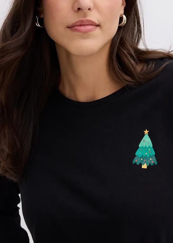 Långärmad topp i ekologisk bomull, bonprix