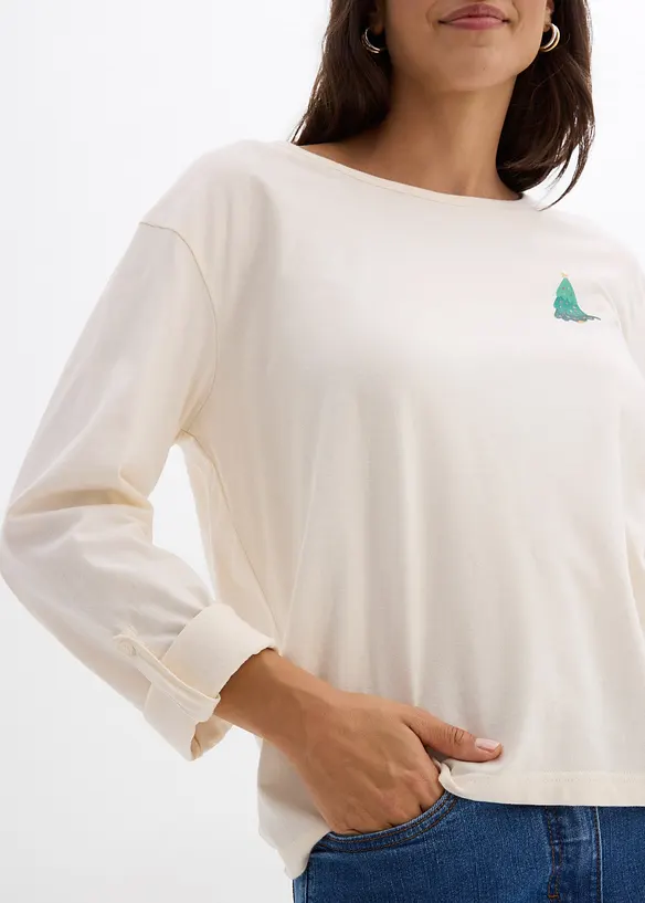 Långärmad topp i ekologisk bomull, bonprix