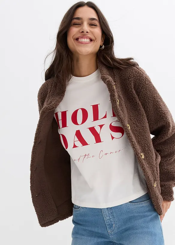 Långärmad topp med ekologisk bomull, bonprix