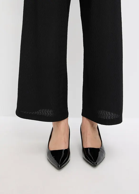 Byxa med pärlapplikation i jersey med struktur, bonprix