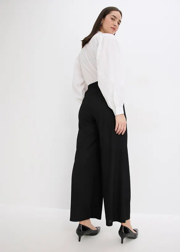 Byxa med pärlapplikation i jersey med struktur, bonprix