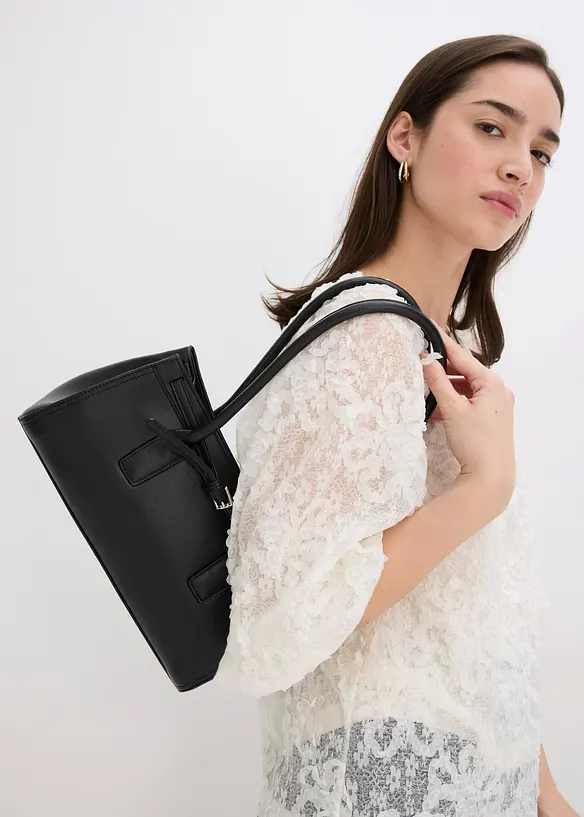 Dra på-blus med blommönstrad struktur, bonprix