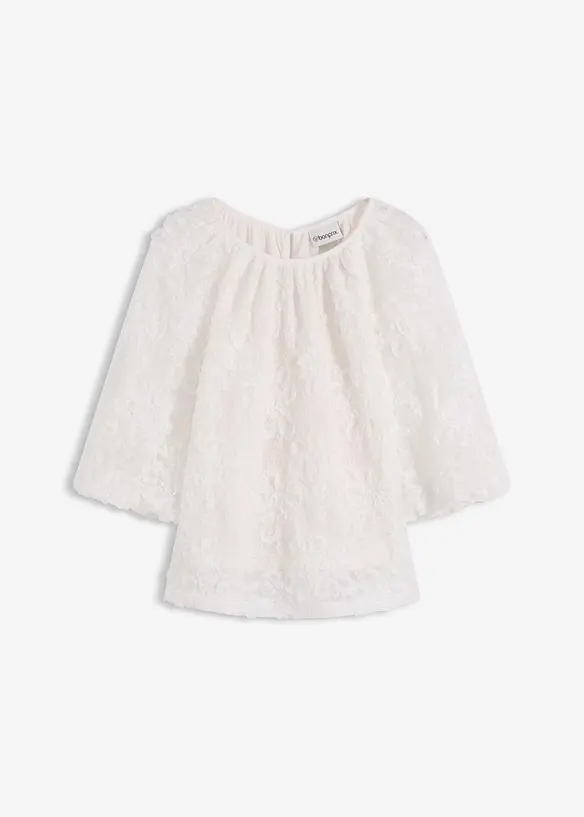 Dra på-blus med blommönstrad struktur, bonprix