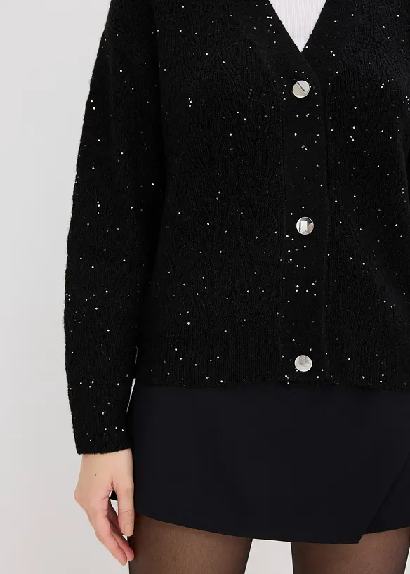 Hålmönstrad cardigan, bonprix