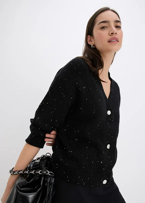 Hålmönstrad cardigan, bonprix