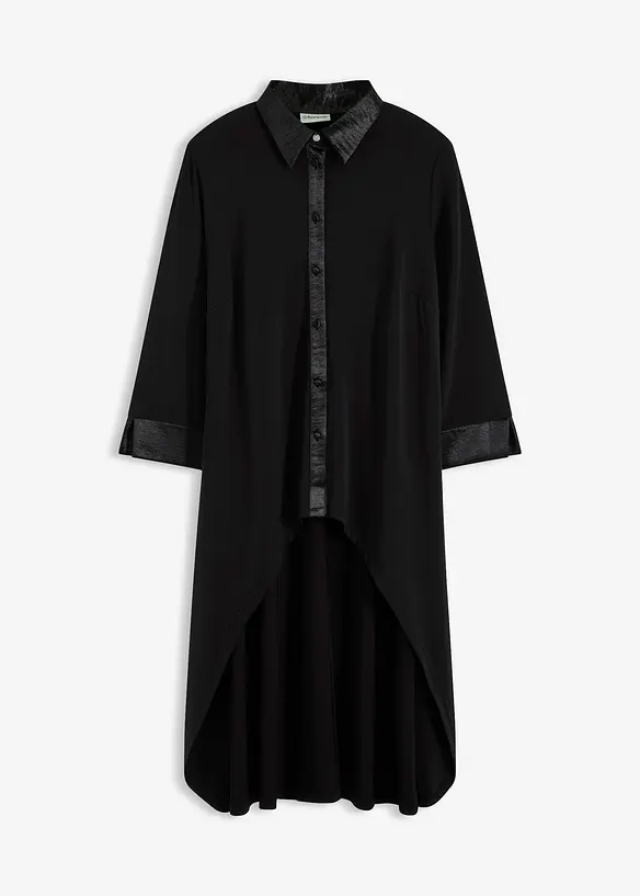 Jerseyblus med satinbesättningar, bonprix