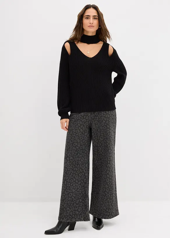 Grovstickad tröja med cut-outs, bonprix