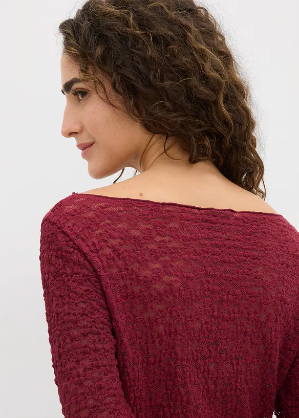 Långärmad topp i spets, bonprix