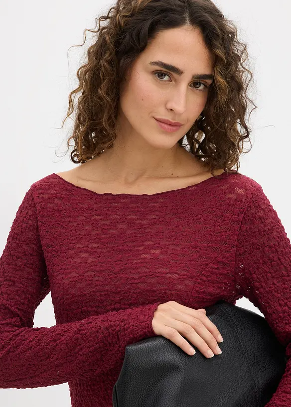 Långärmad topp i spets, bonprix