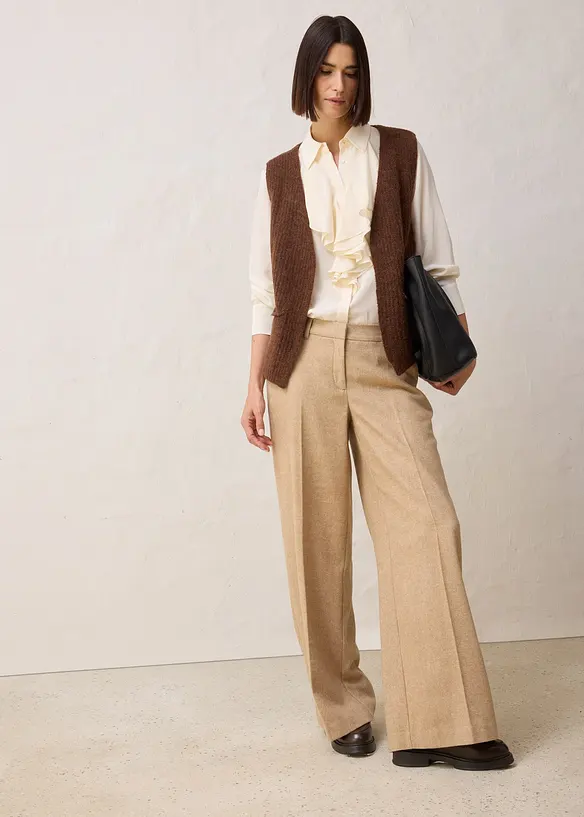 Grovstickad väst med alpackaull, bonprix