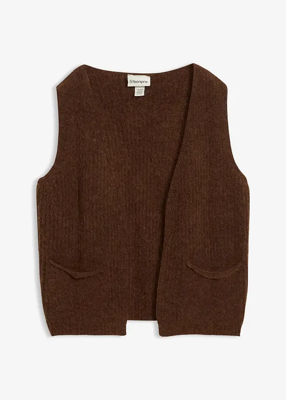 Grovstickad väst med alpackaull, bonprix