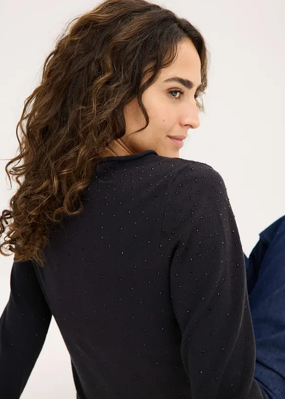 Finstickad tröja av viskosmix med mjukt fall, bonprix