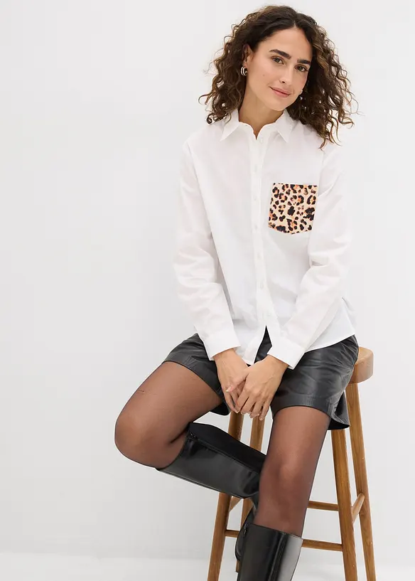 Oversize-skjorta med kontrasterande ficka, bonprix