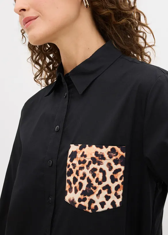 Oversize-skjorta med kontrasterande ficka, bonprix