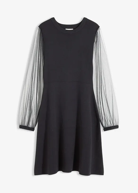 Stickad klänning i följsam viskosmix, bonprix