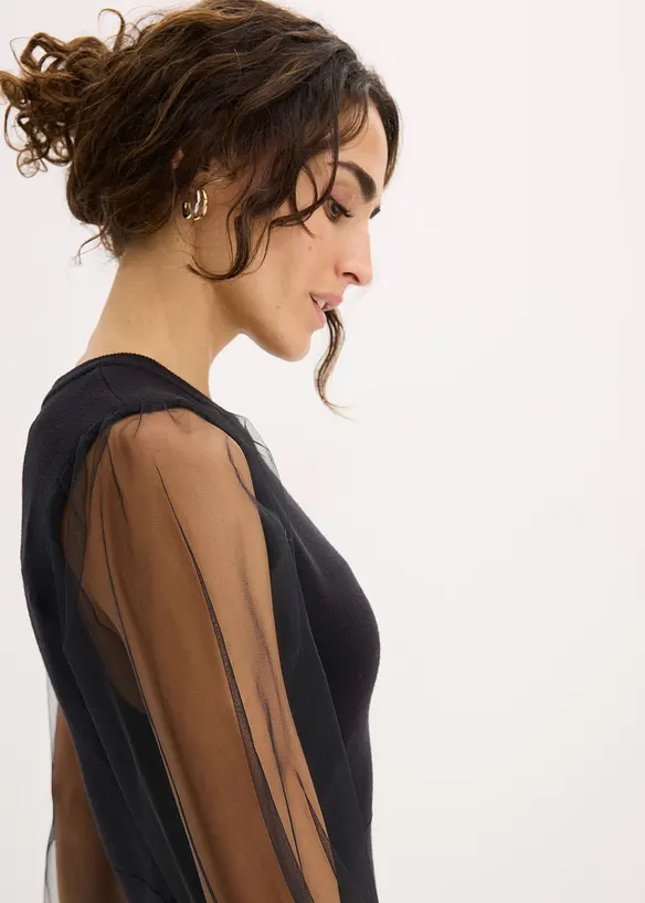 Stickad klänning i följsam viskosmix, bonprix