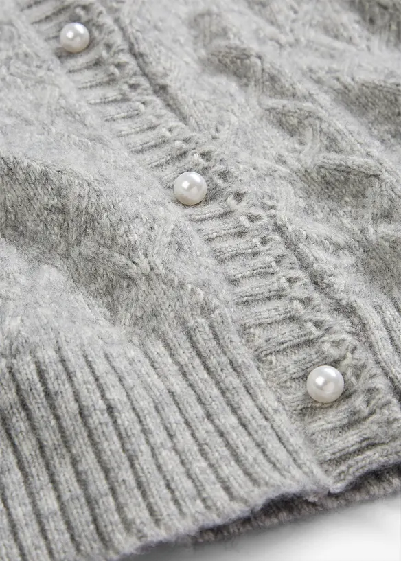 Hålmönstrad cardigan i bomull och ull, bonprix