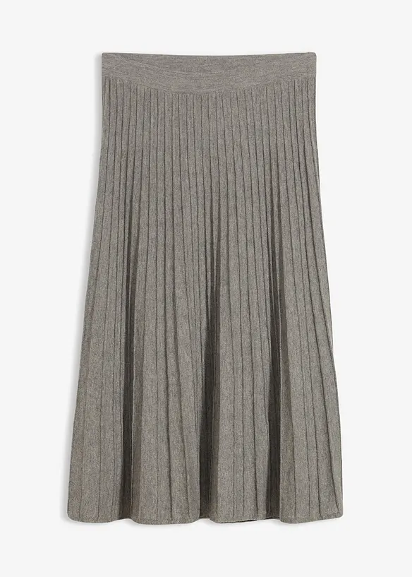 Stickad kjol med merinoull, bonprix