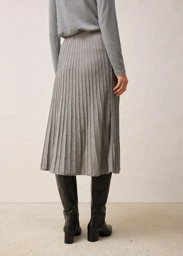 Stickad kjol med merinoull, bonprix