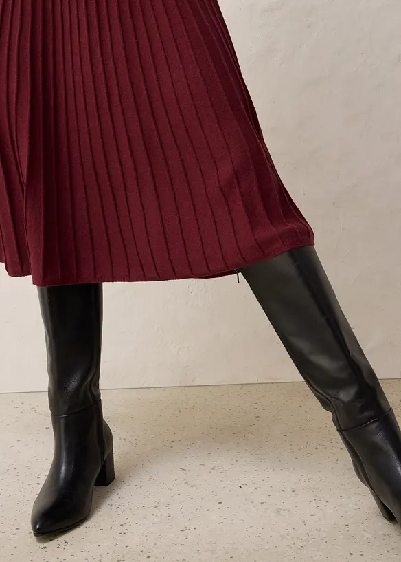 Stickad kjol med merinoull, bonprix