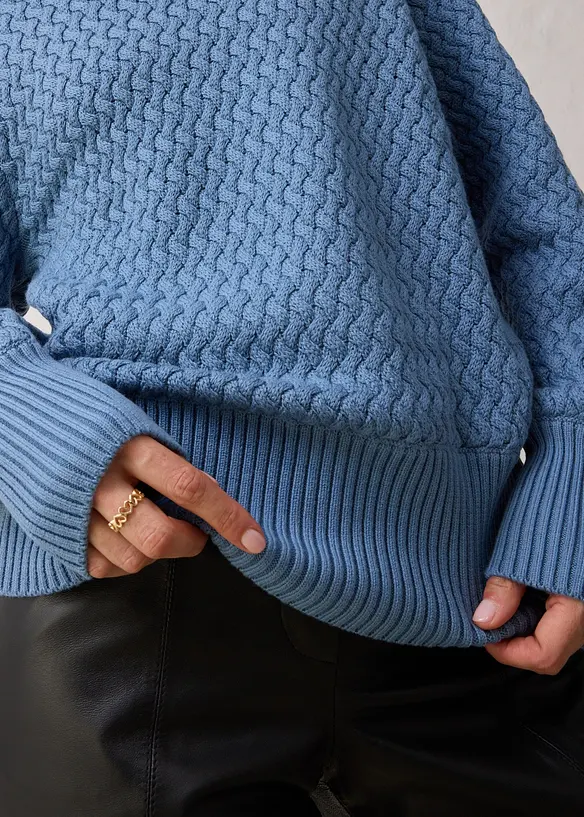 Polotröja i bomull och merinoull, bonprix