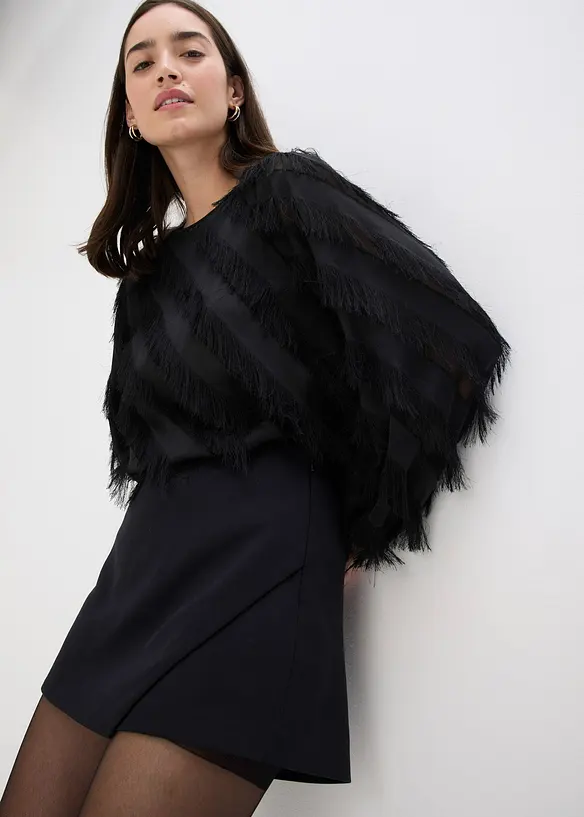 Dra på-blus med fransar, bonprix