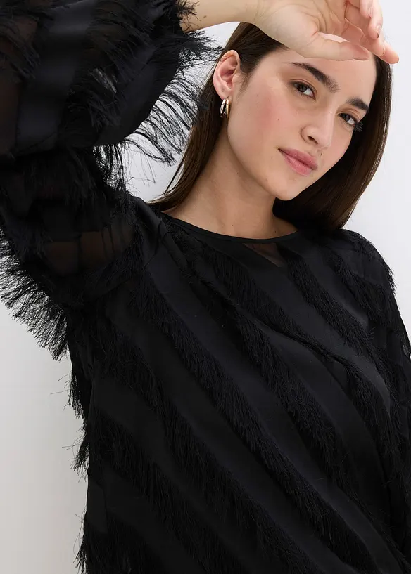 Dra på-blus med fransar, bonprix