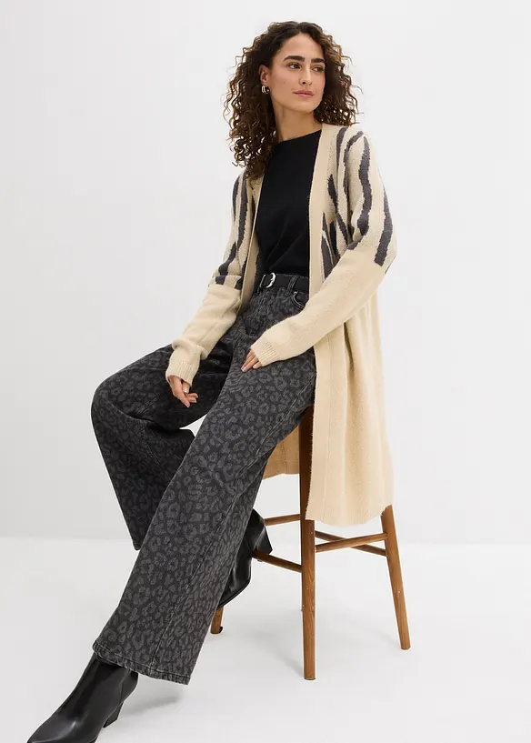 Stickad kofta med zebramönster, bonprix