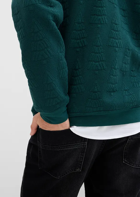 Sweatshirt med julgransmönster, bonprix
