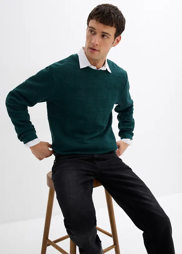 Sweatshirt med julgransmönster, bonprix