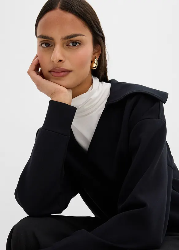Sweatshirt med generös krage, av viskosmix, bonprix