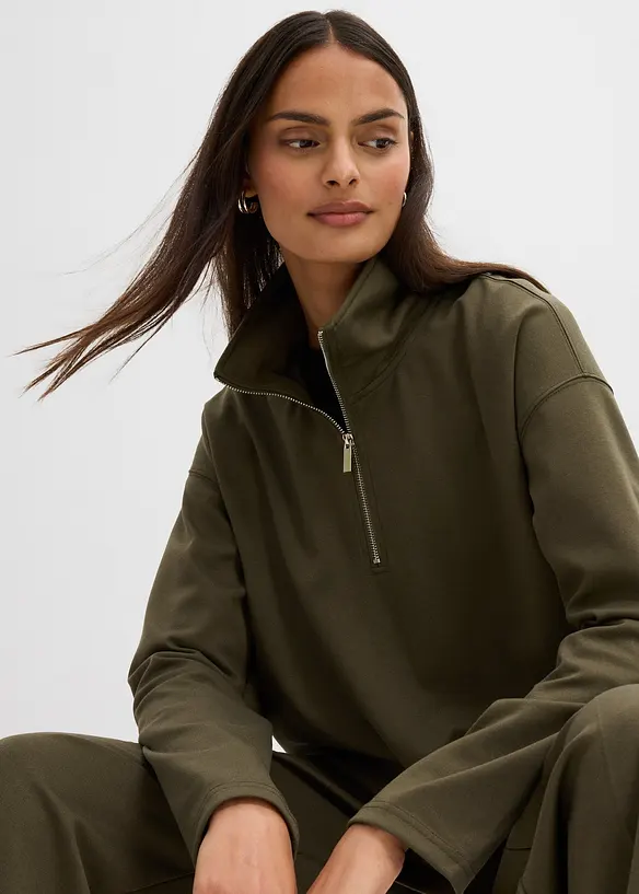 Tr&ouml;ja av viskosmix, med krage, bonprix