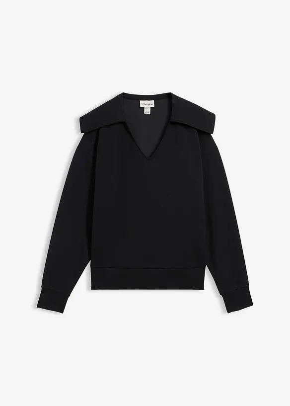 Sweatshirt med generös krage, av viskosmix, bonprix