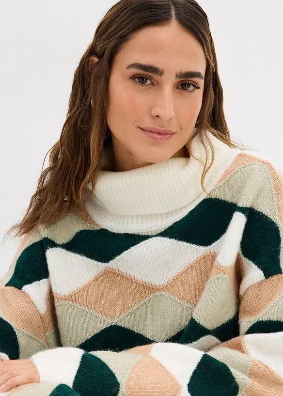 Mönstrad polotröja, bonprix