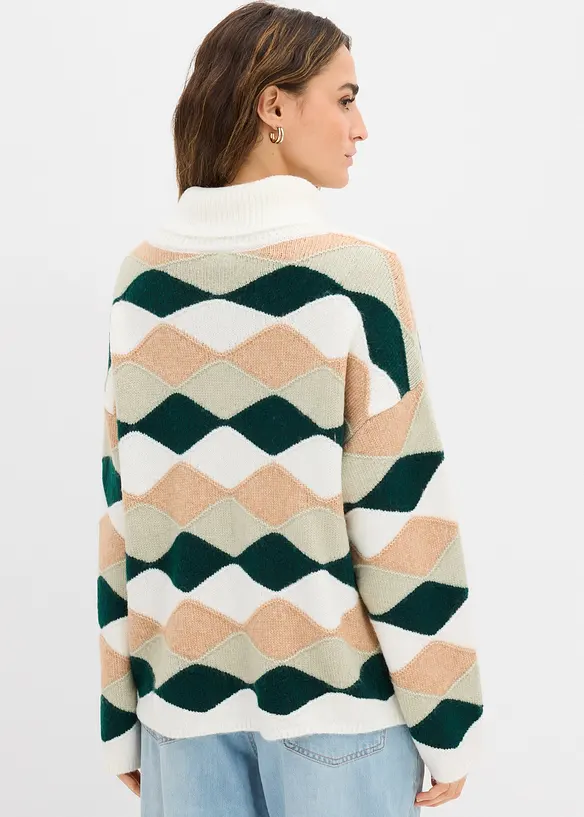 Mönstrad polotröja, bonprix