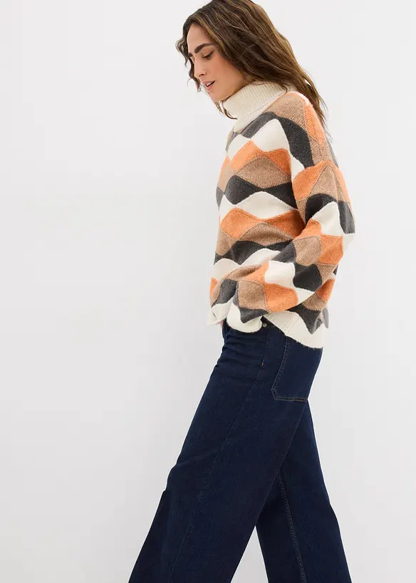 Mönstrad polotröja, bonprix