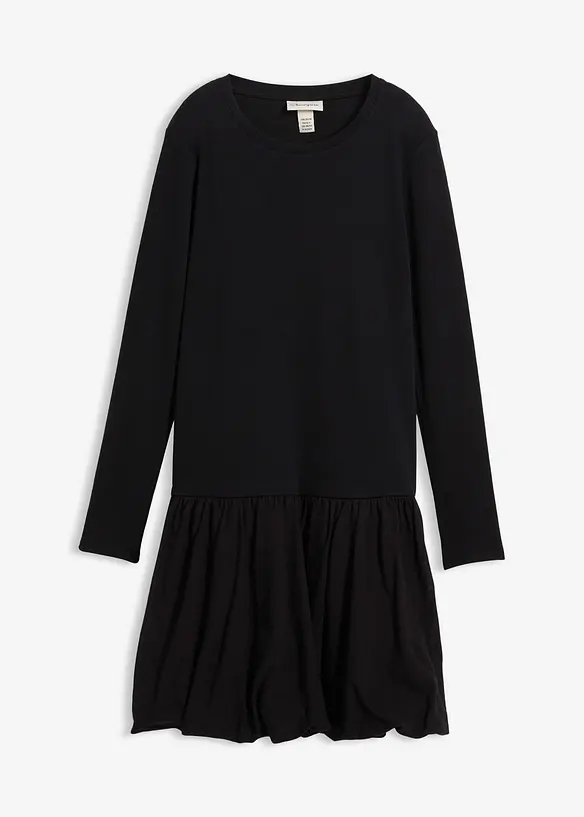 Trikåklänning med ballongformad kjoldel, bonprix