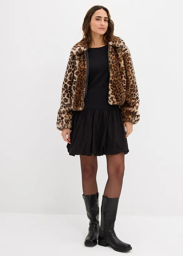 Trikåklänning med ballongformad kjoldel, bonprix