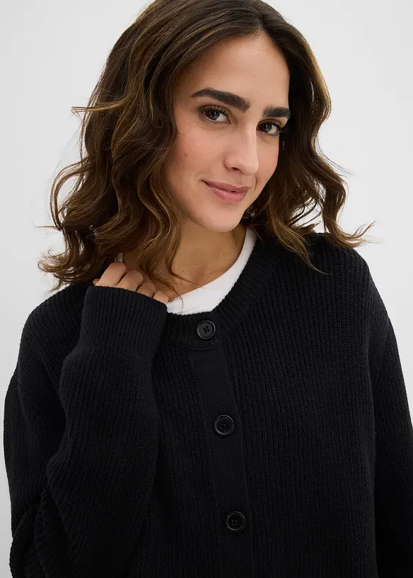 Cardigan med rund halsringning, bonprix