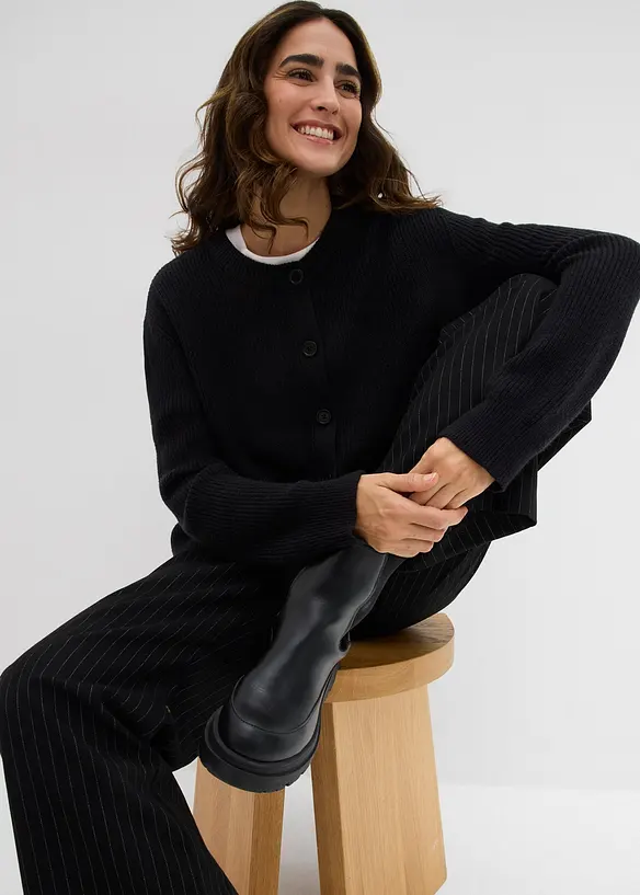 Cardigan med rund halsringning, bonprix